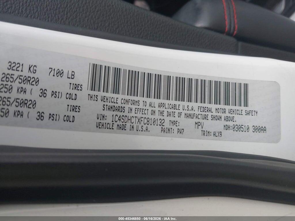 1C4SDHCTXFC810132 2015 DODGE DURANGO photo no. 9