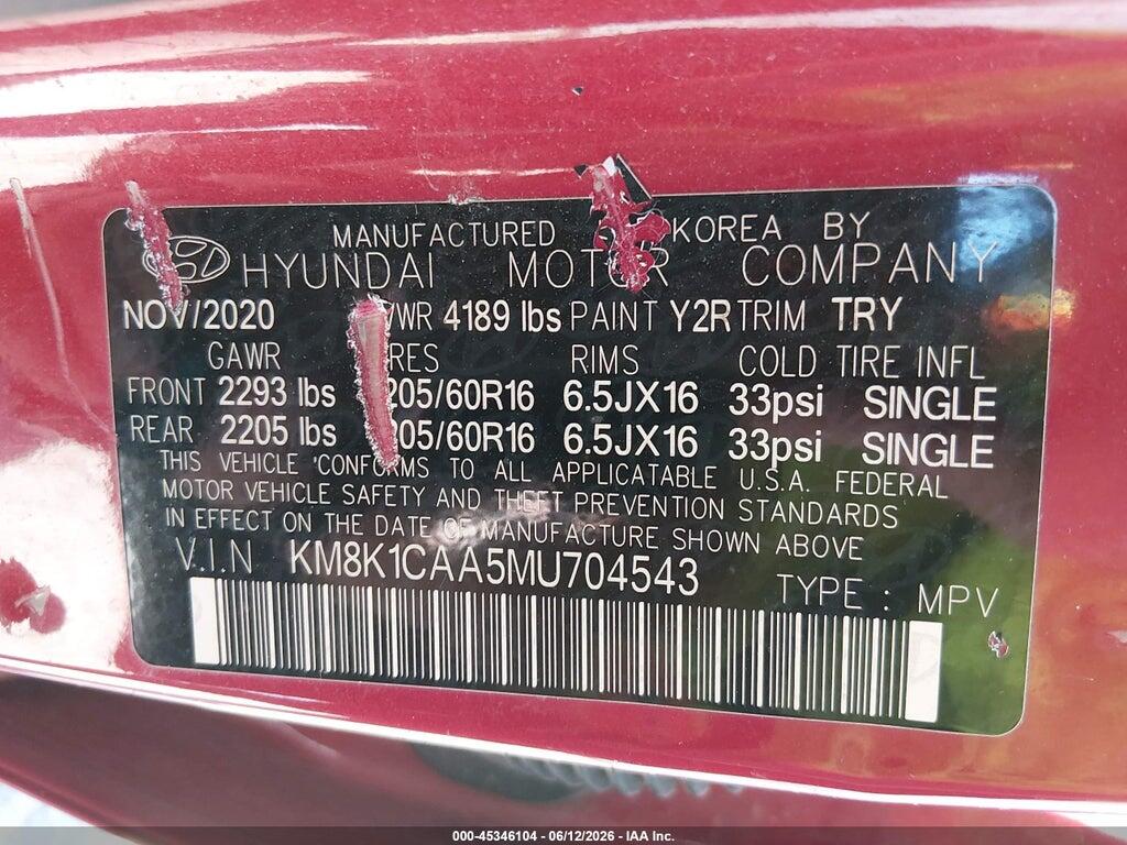 KM8K1CAA5MU704543 2021 HYUNDAI KONA photo no. 9