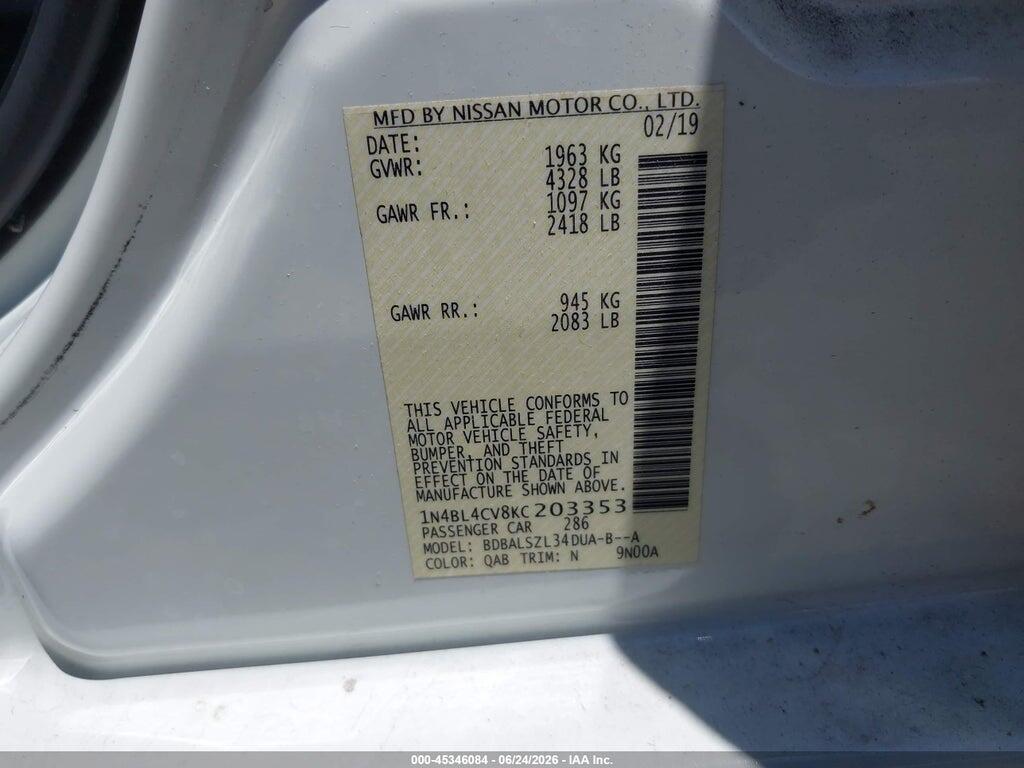 1N4BL4CV8KC203353 2019 NISSAN ALTIMA photo no. 9