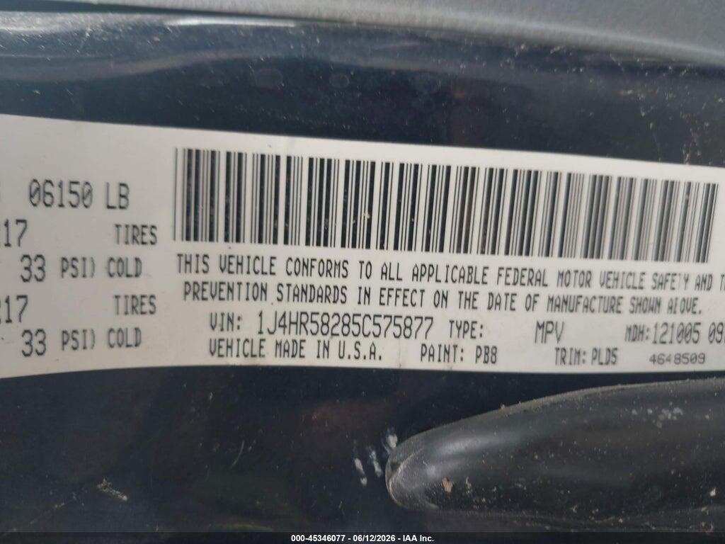 1J4HR58285C575877 2005 JEEP GRAND CHEROKEE photo no. 9