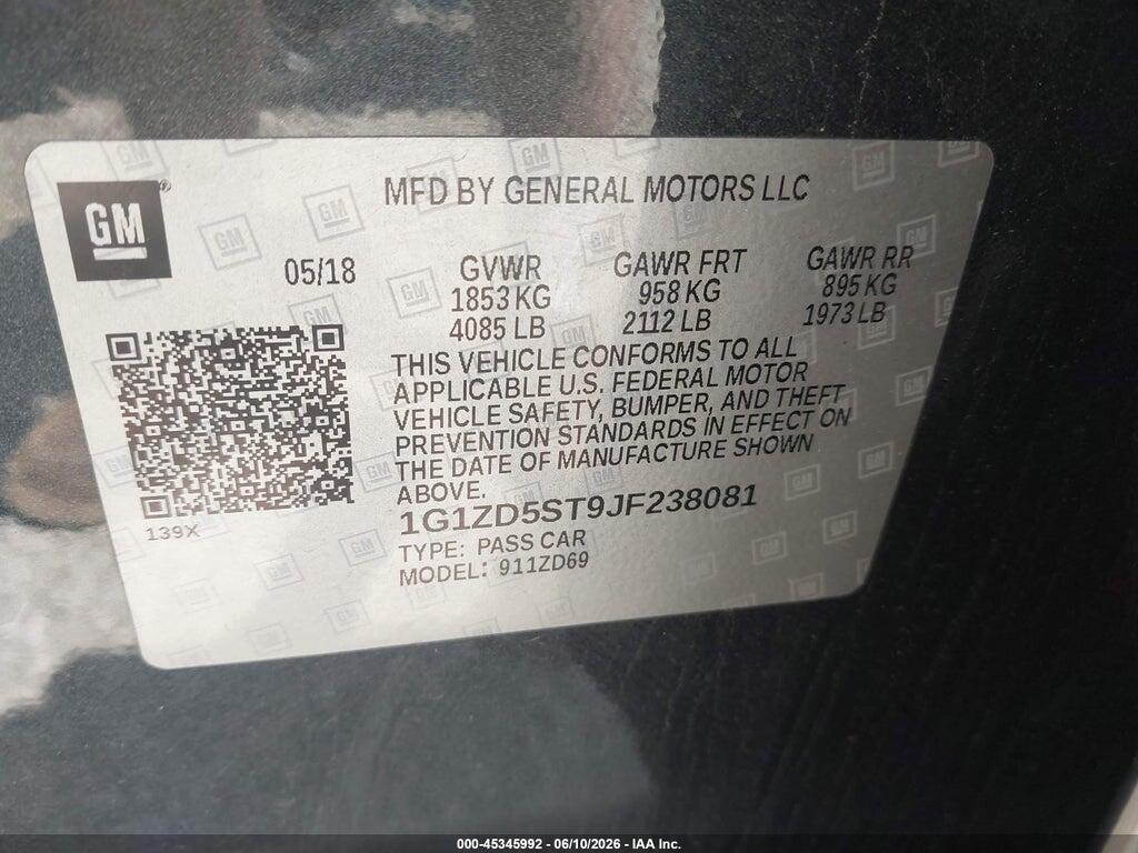 1G1ZD5ST9JF238081 2018 CHEVROLET MALIBU photo no. 9