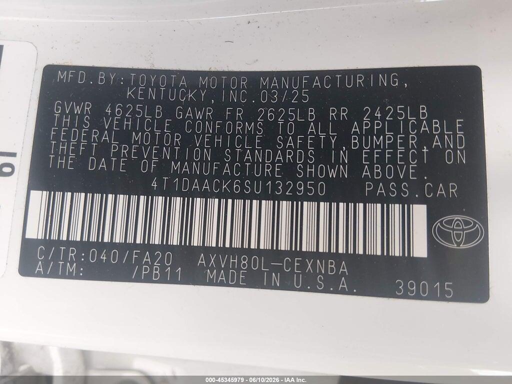 4T1DAACK6SU132950 2025 TOYOTA CAMRY photo no. 9