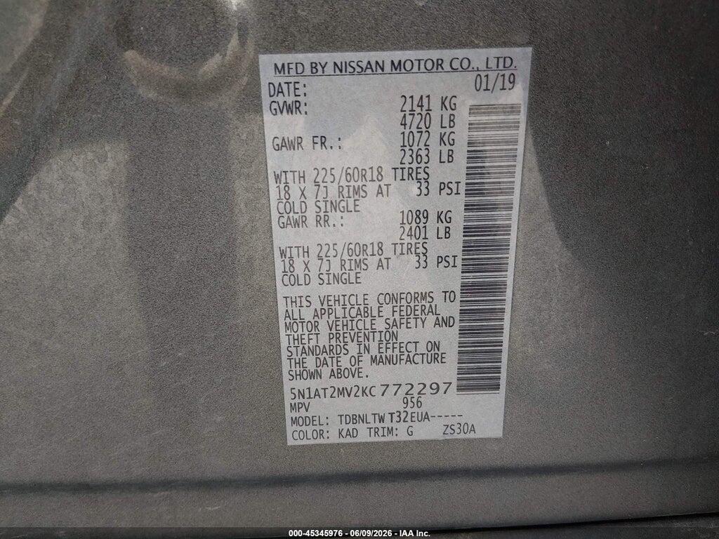 5N1AT2MV2KC772297 2019 NISSAN ROGUE photo no. 9