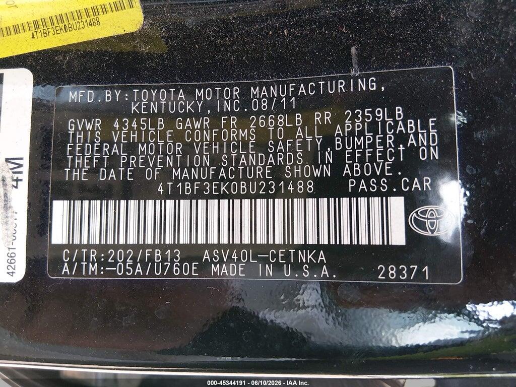 4T1BF3EK0BU231488 2011 TOYOTA CAMRY photo no. 9
