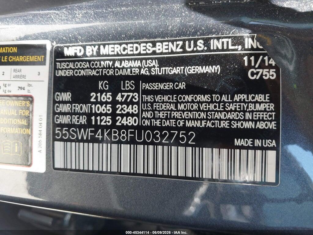 55SWF4KB8FU032752 2015 MERCEDES-BENZ C 300 photo no. 9