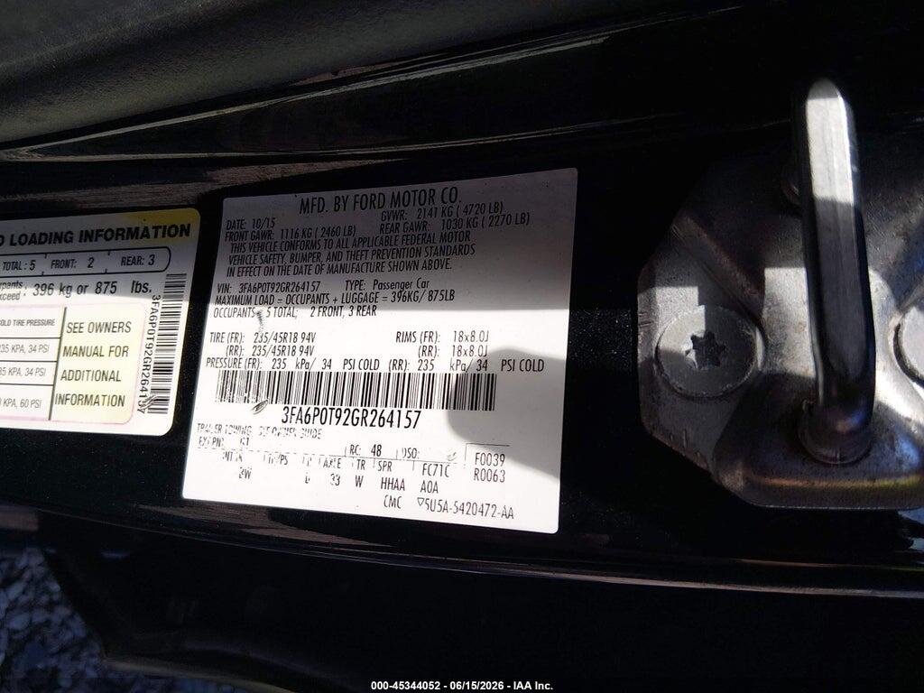 3FA6P0T92GR264157 2016 FORD FUSION photo no. 9
