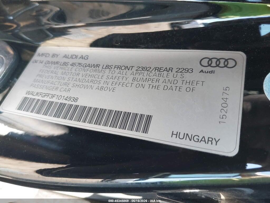 WAUKFGFF3F1014938 2015 AUDI A3 photo no. 9