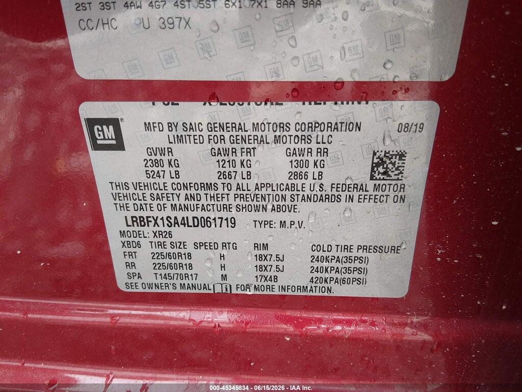 LRBFX1SA4LD061719 2020 BUICK ENVISION photo no. 9