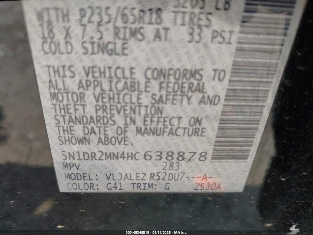 5N1DR2MN4HC638878 2017 NISSAN PATHFINDER photo no. 9