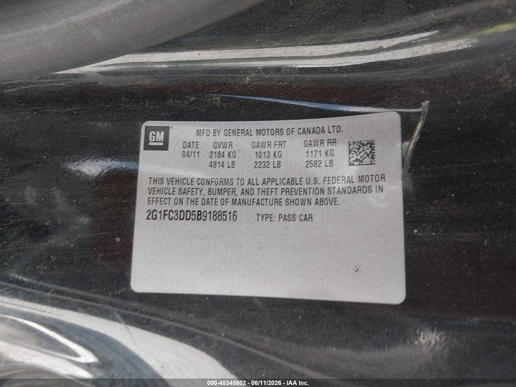2G1FC3DD5B9188516 2011 CHEVROLET CAMARO photo no. 9