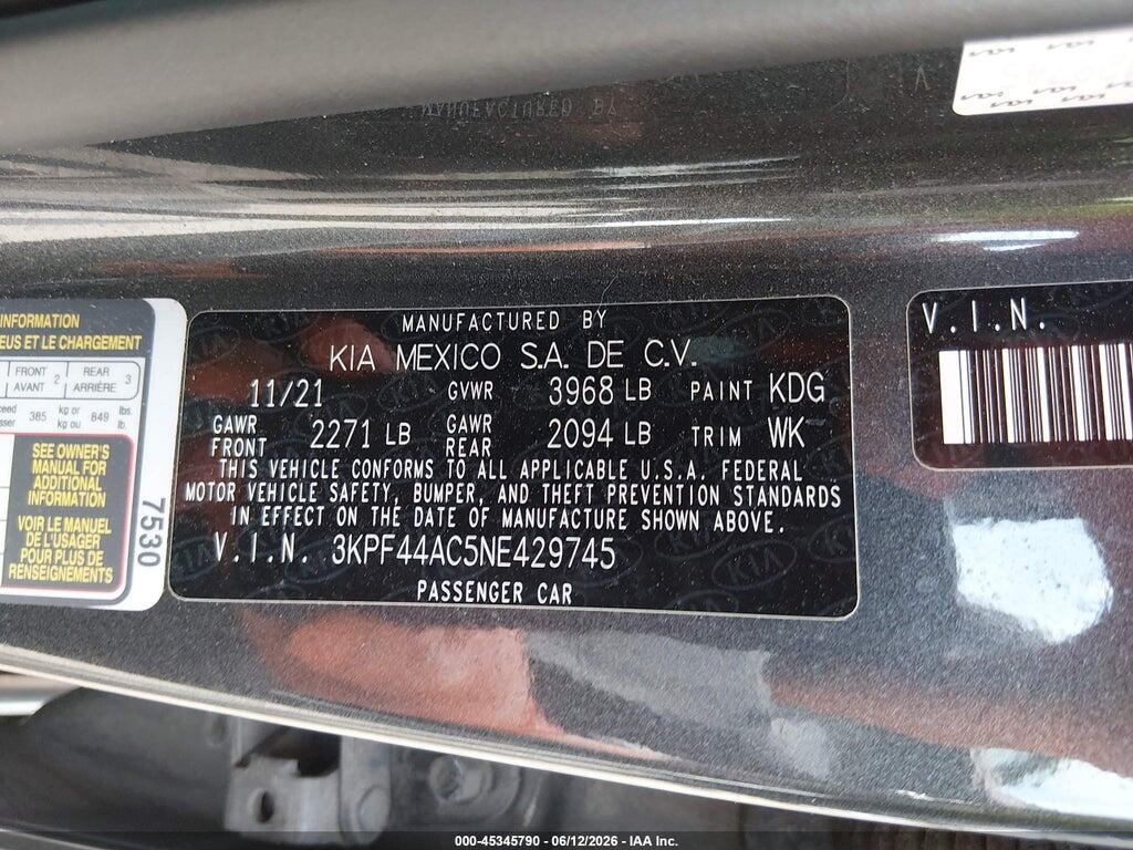 3KPF44AC5NE429745 2022 KIA FORTE photo no. 9