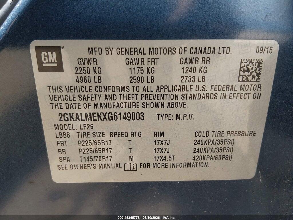 2GKALMEKXG6149003 2016 GMC TERRAIN photo no. 9