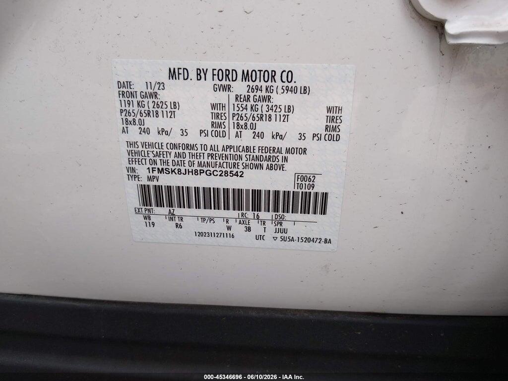 1FMSK8JH8PGC28542 2023 FORD EXPLORER photo no. 9
