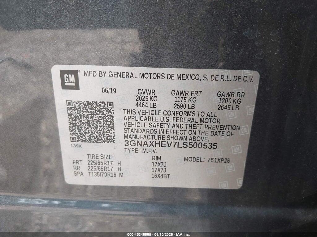 3GNAXHEV7LS500535 2020 CHEVROLET EQUINOX photo no. 9