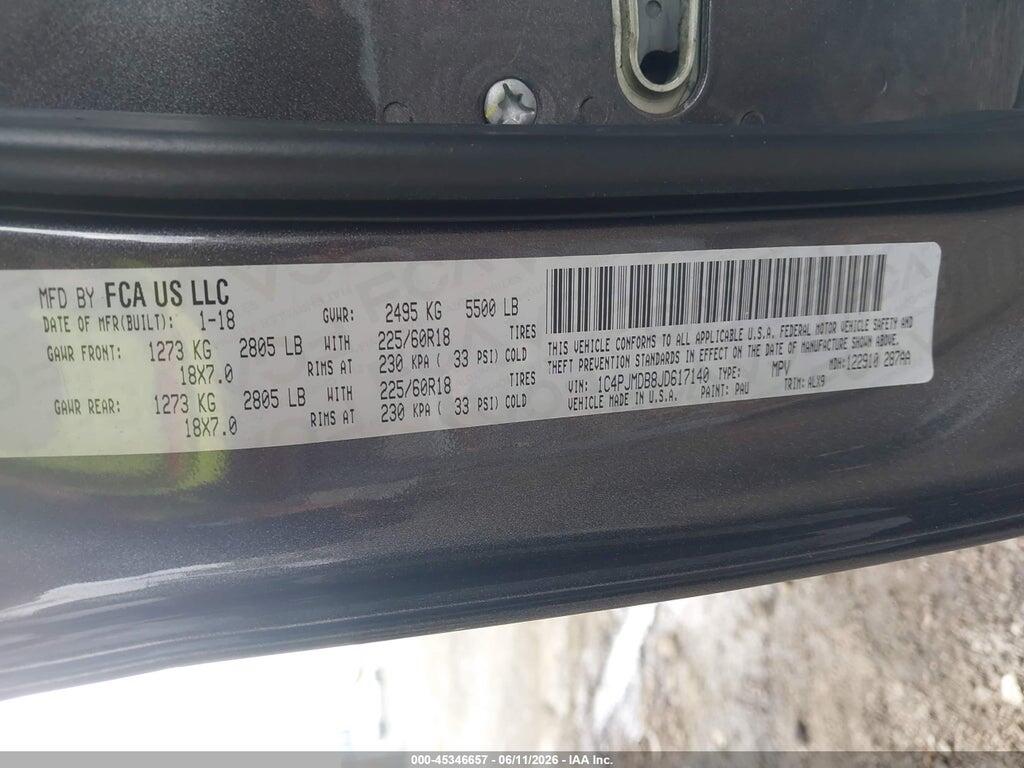 1C4PJMDB8JD617140 2018 JEEP CHEROKEE photo no. 9