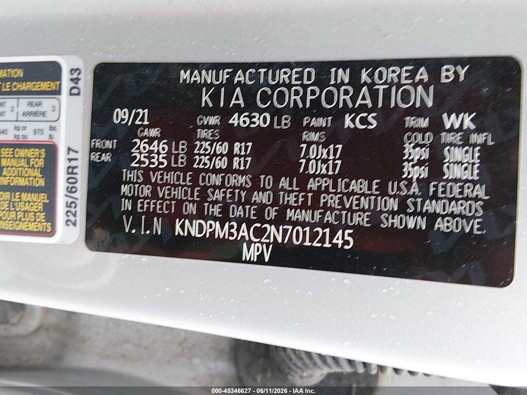 KNDPM3AC2N7012145 2022 KIA SPORTAGE photo no. 9