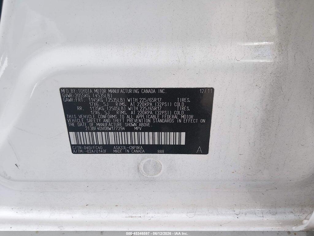 2T3BF4DV0BW177294 2011 TOYOTA RAV4 photo no. 9