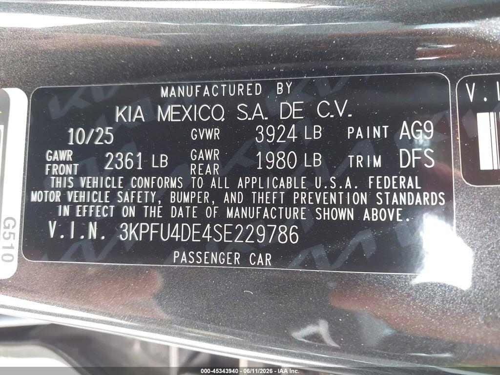 3KPFU4DE4SE229786 2025 KIA K4 photo no. 9