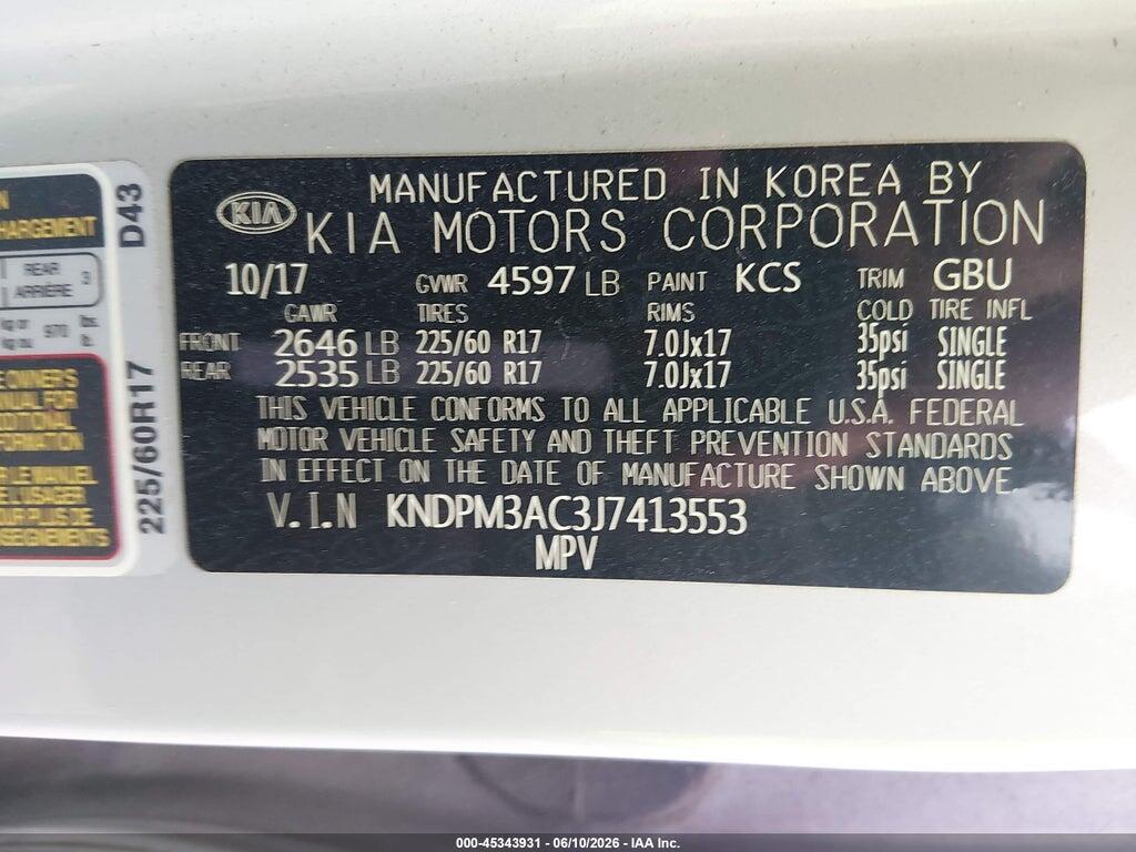 KNDPM3AC3J7413553 2018 KIA SPORTAGE photo no. 9