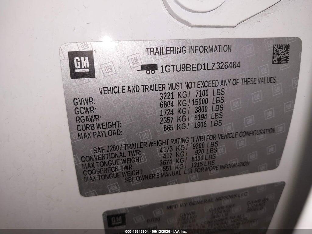 1GTU9BED1LZ326484 2020 GMC SIERRA 1500 photo no. 9