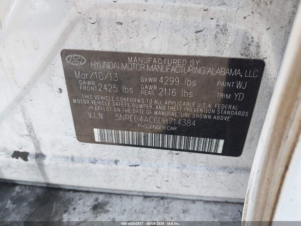 5NPEB4AC6DH714384 2013 HYUNDAI SONATA photo no. 9
