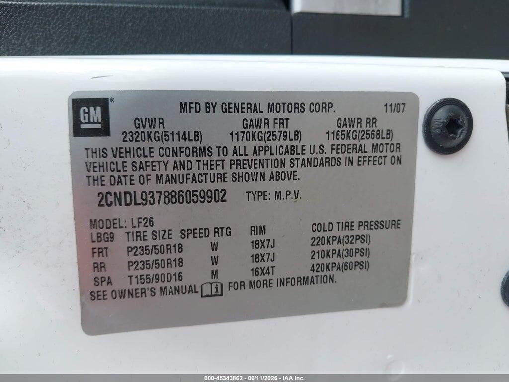 2CNDL937886059902 2008 CHEVROLET EQUINOX photo no. 9