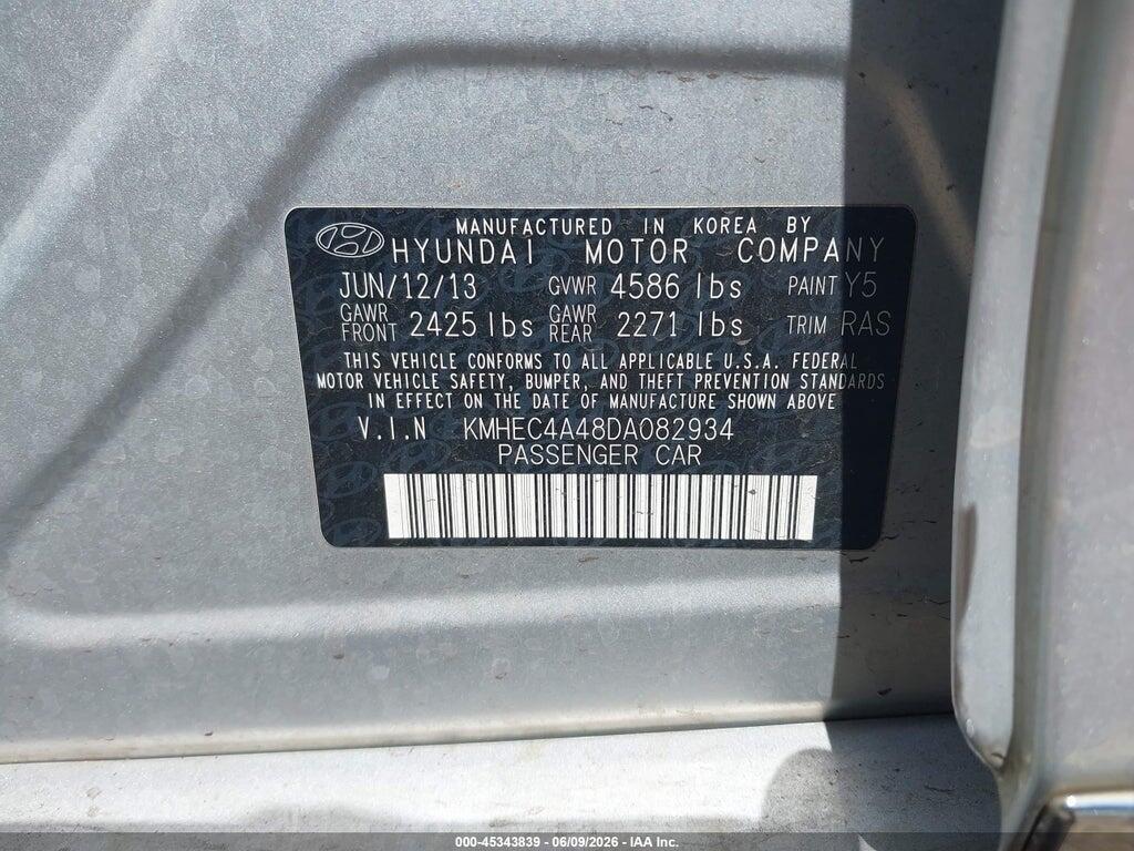 KMHEC4A48DA082934 2013 HYUNDAI SONATA HYBRID photo no. 9
