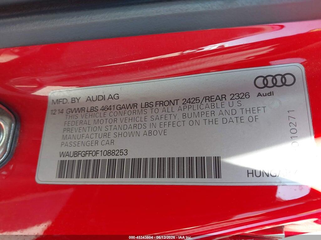 WAUBFGFF0F1088253 2015 AUDI S3 photo no. 9