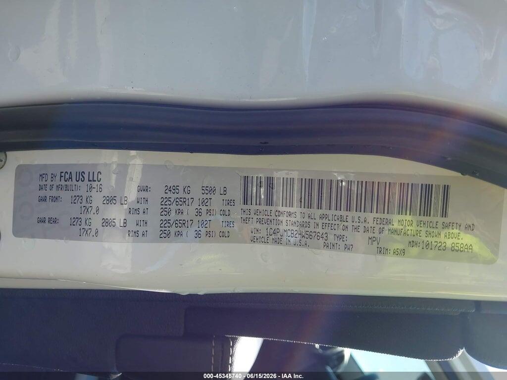 1C4PJMCB2HW567643 2017 JEEP CHEROKEE photo no. 9