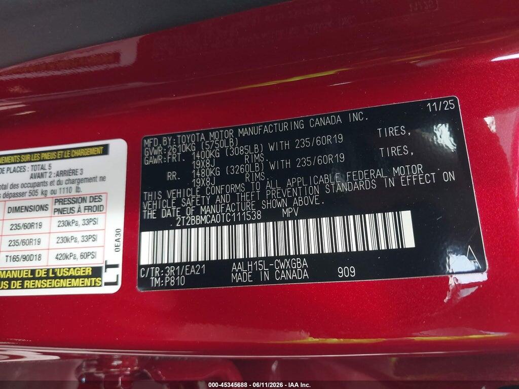 2T2BBMCA0TC111538 2026 LEXUS RX 350H photo no. 9
