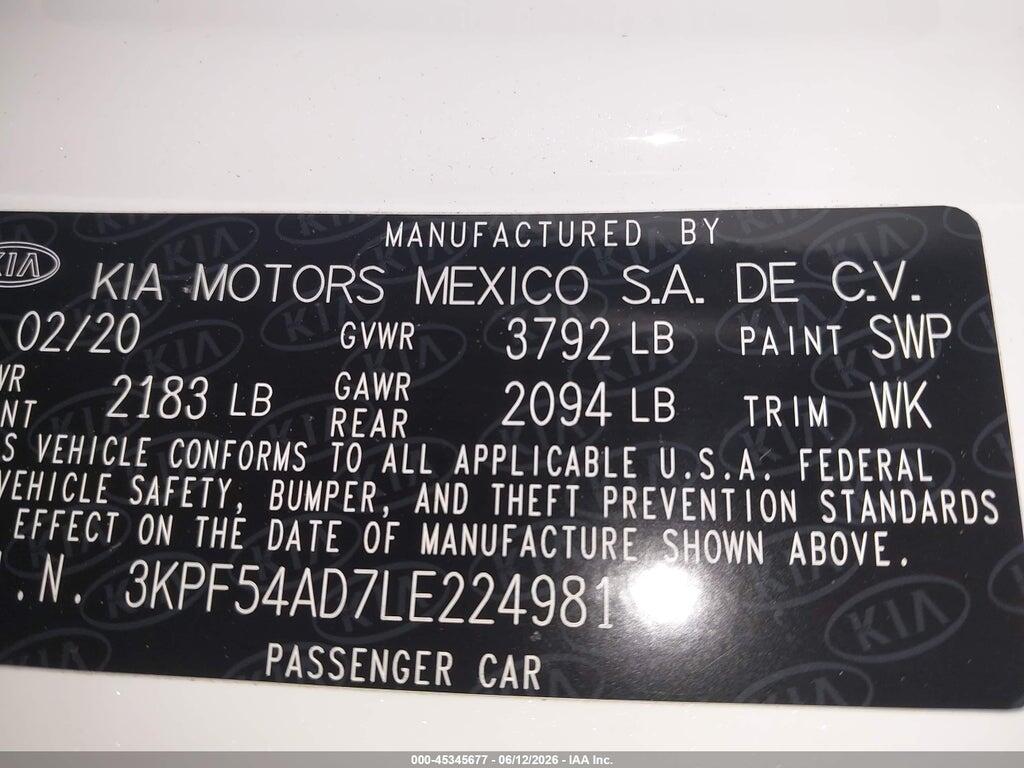3KPF54AD7LE224981 2020 KIA FORTE photo no. 9