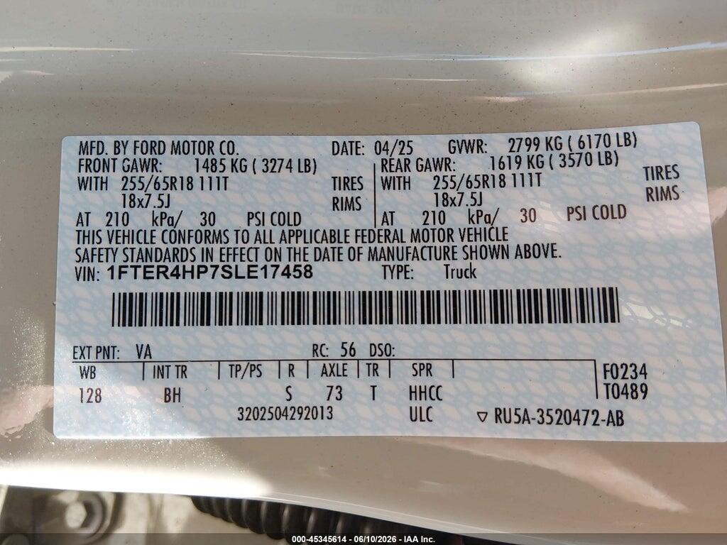 1FTER4HP7SLE17458 2025 FORD RANGER photo no. 9