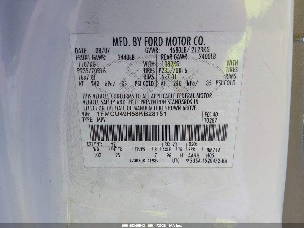 1FMCU49H58KB28151 2008 FORD ESCAPE HYBRID photo no. 9