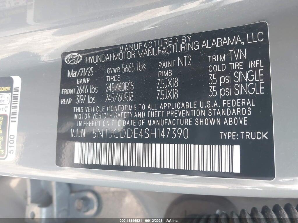 5NTJCDDE4SH147390 2025 HYUNDAI SANTA CRUZ photo no. 9