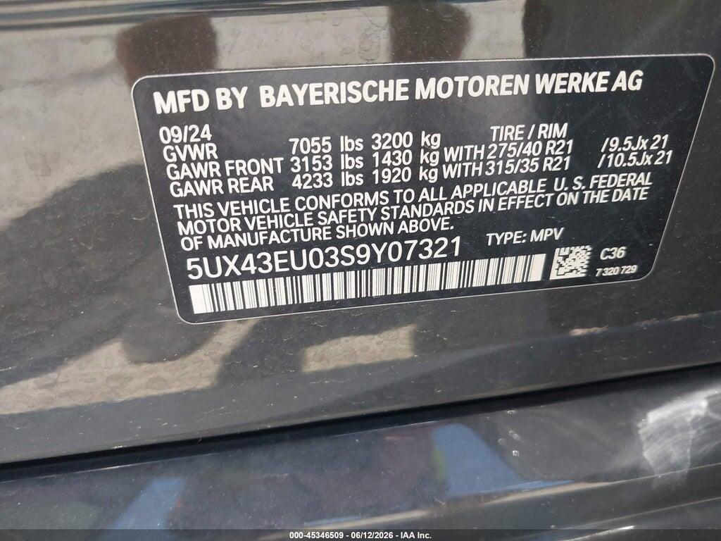 5UX43EU03S9Y07321 2025 BMW X5 PHEV photo no. 9