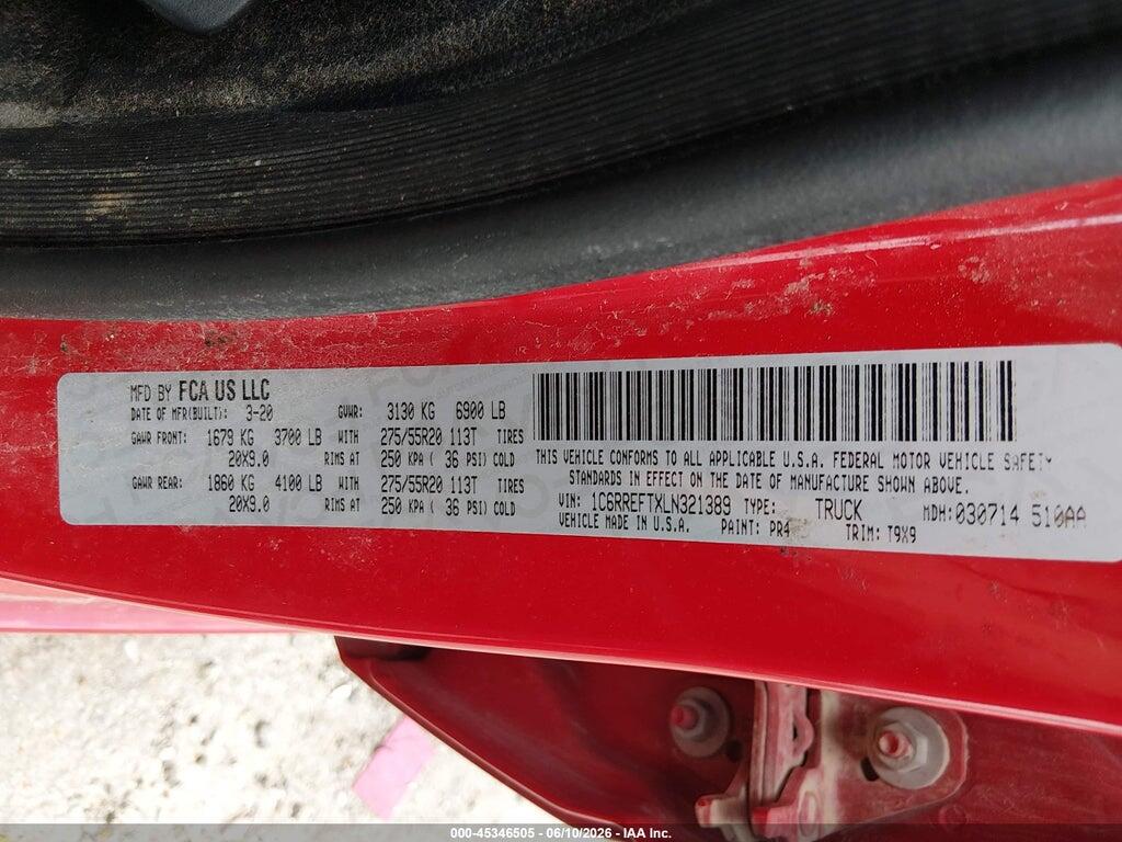1C6RREFTXLN321389 2020 RAM 1500 photo no. 9