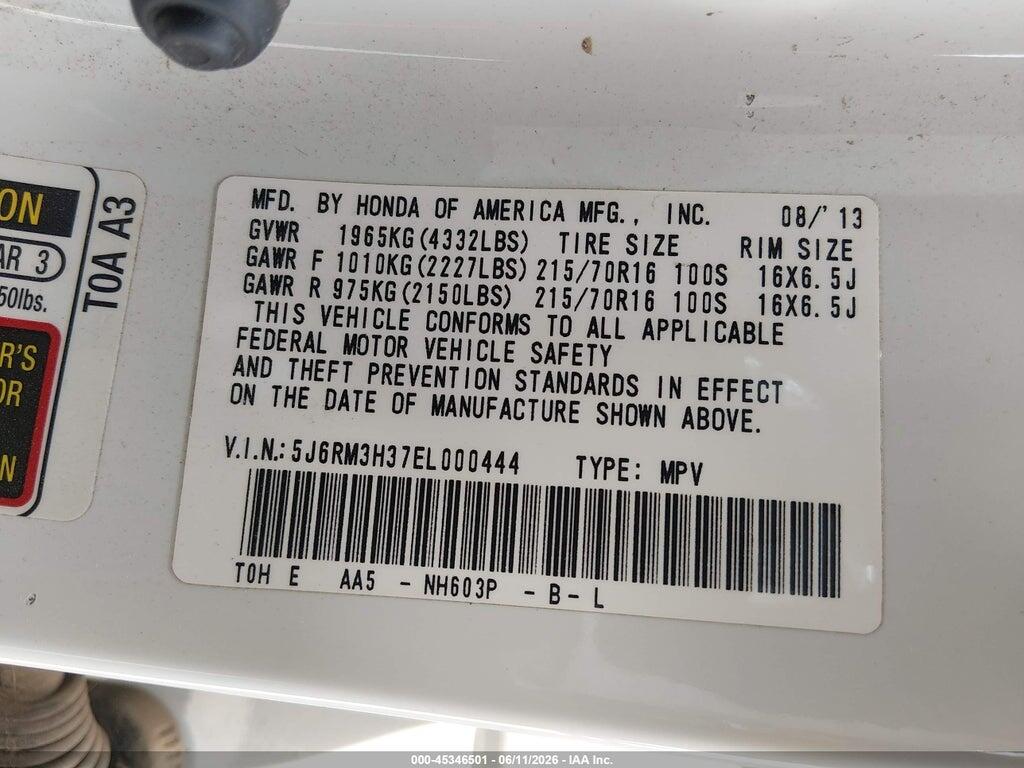 5J6RM3H37EL000444 2014 HONDA CR-V photo no. 9