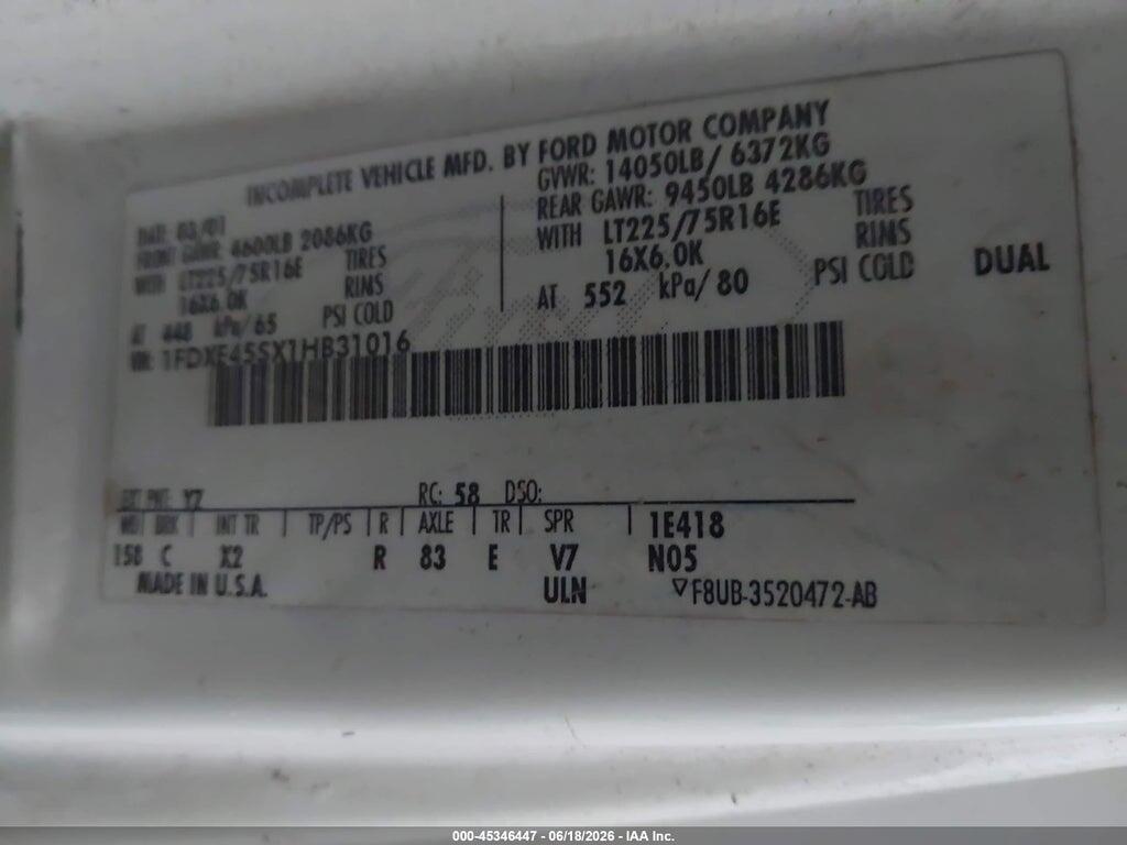 1FDXE45SX1HB31016 2001 FORD E-450 CUTAWAY photo no. 8
