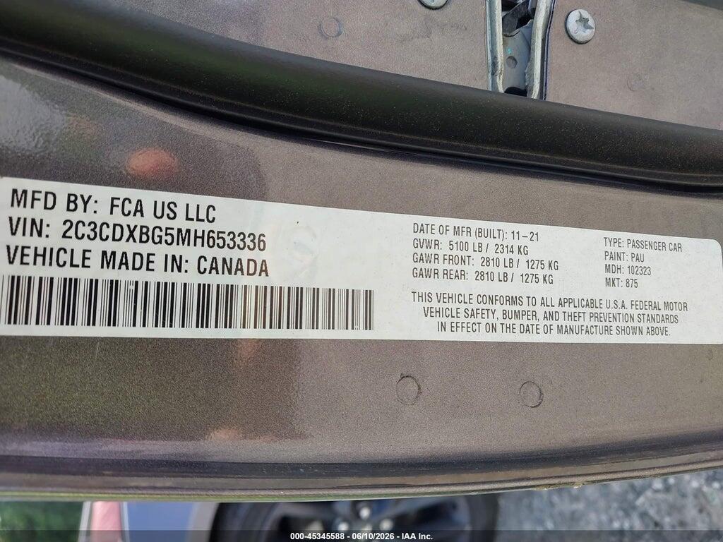 2C3CDXBG5MH653336 2021 DODGE CHARGER photo no. 9