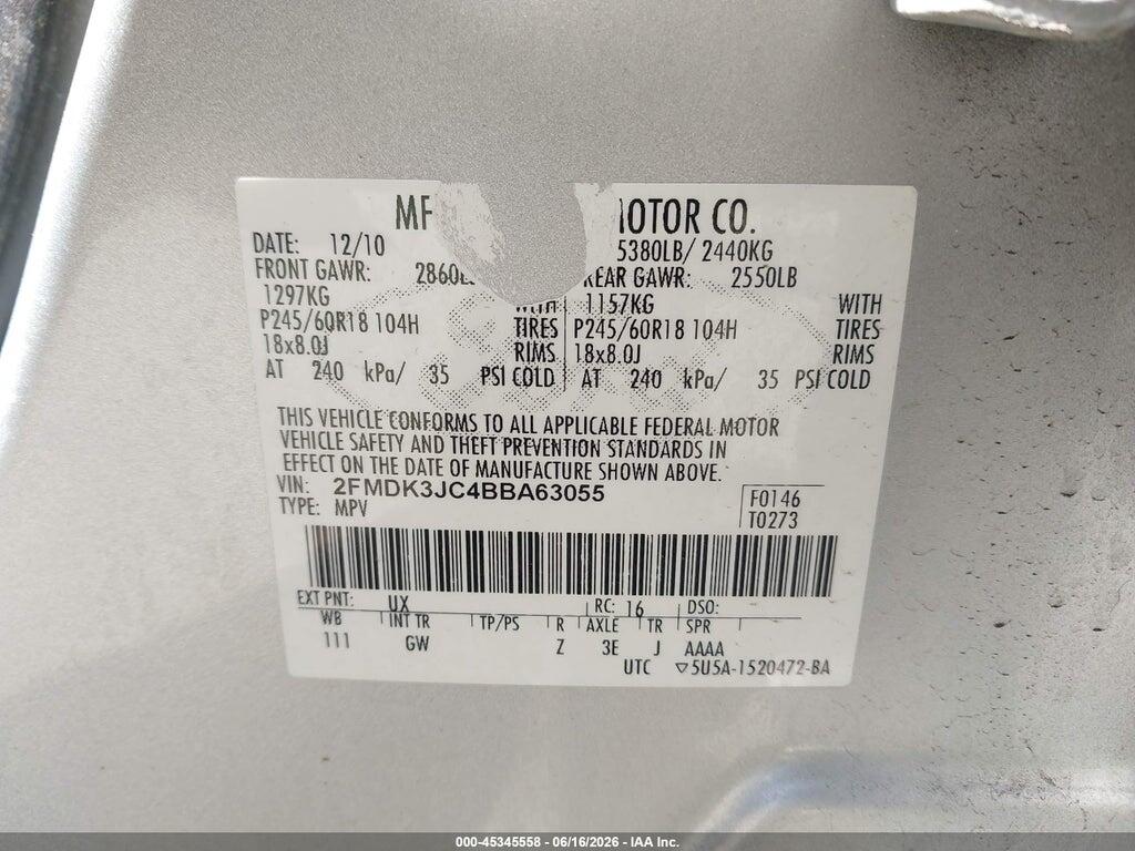 2FMDK3JC4BBA63055 2011 FORD EDGE photo no. 9