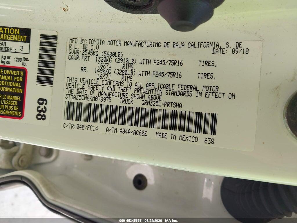3TMAZ5CN6KM078975 2019 TOYOTA TACOMA photo no. 9