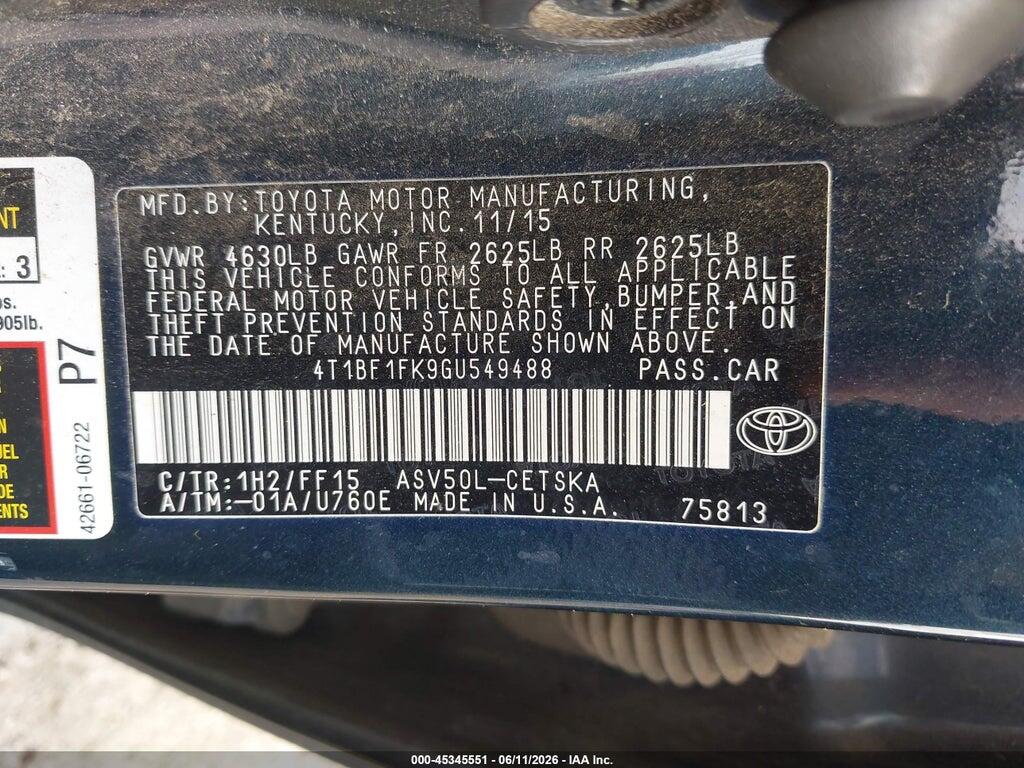 4T1BF1FK9GU549488 2016 TOYOTA CAMRY photo no. 9