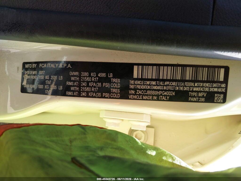 ZACCJBBB9HPG40024 2017 JEEP RENEGADE photo no. 9