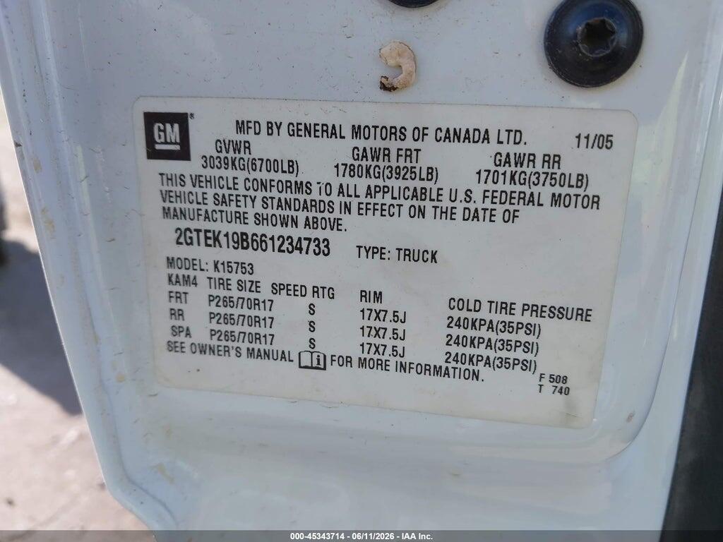 2GTEK19B661234733 2006 GMC SIERRA 1500 photo no. 9