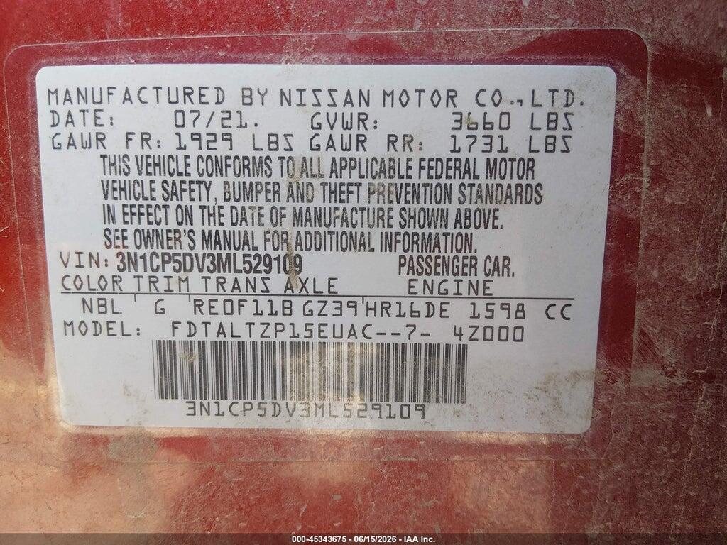 3N1CP5DV3ML529109 2021 NISSAN KICKS photo no. 9