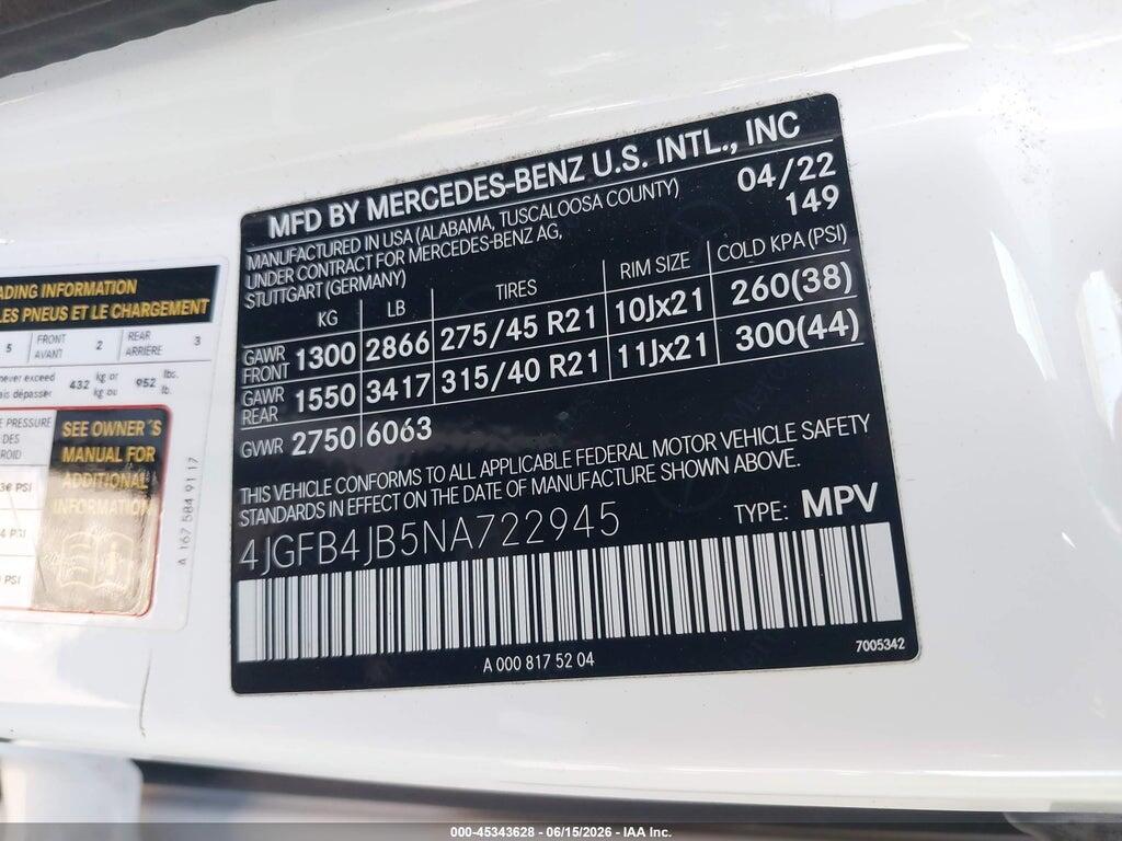 4JGFB4JB5NA722945 2022 MERCEDES-BENZ GLE 350 photo no. 9