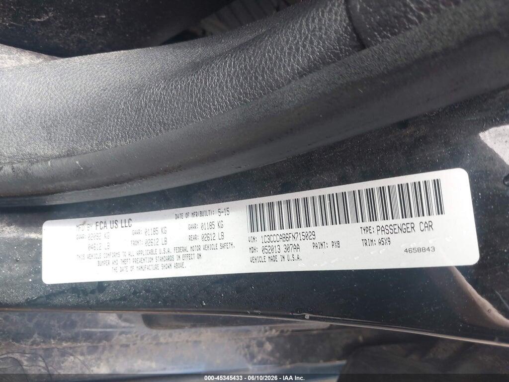 1C3CCCAB6FN715029 2015 CHRYSLER 200 photo no. 9