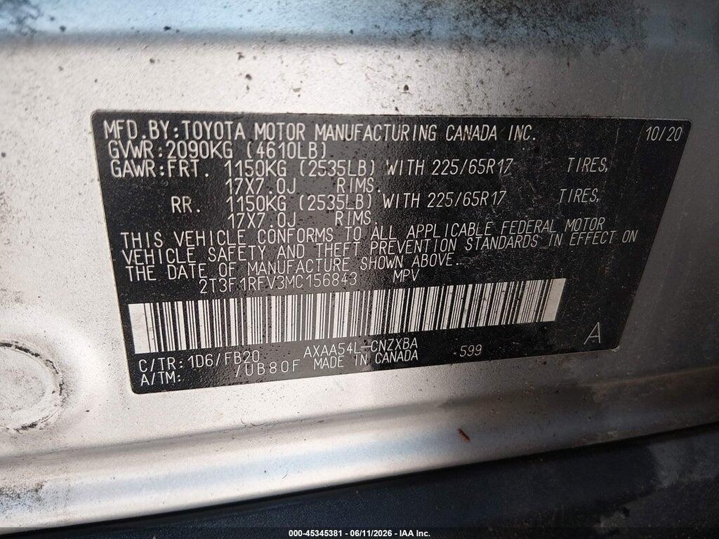 2T3F1RFV3MC156843 2021 TOYOTA RAV4 photo no. 9
