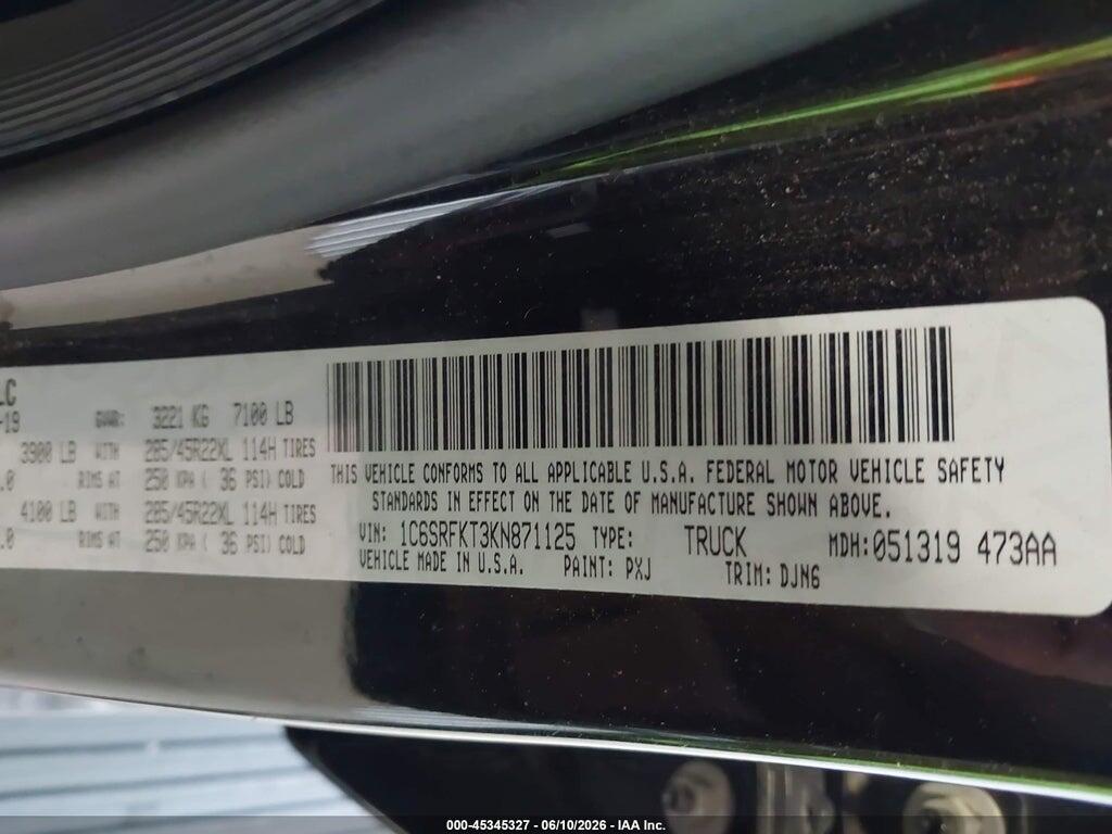 1C6SRFKT3KN871125 2019 RAM 1500 photo no. 9