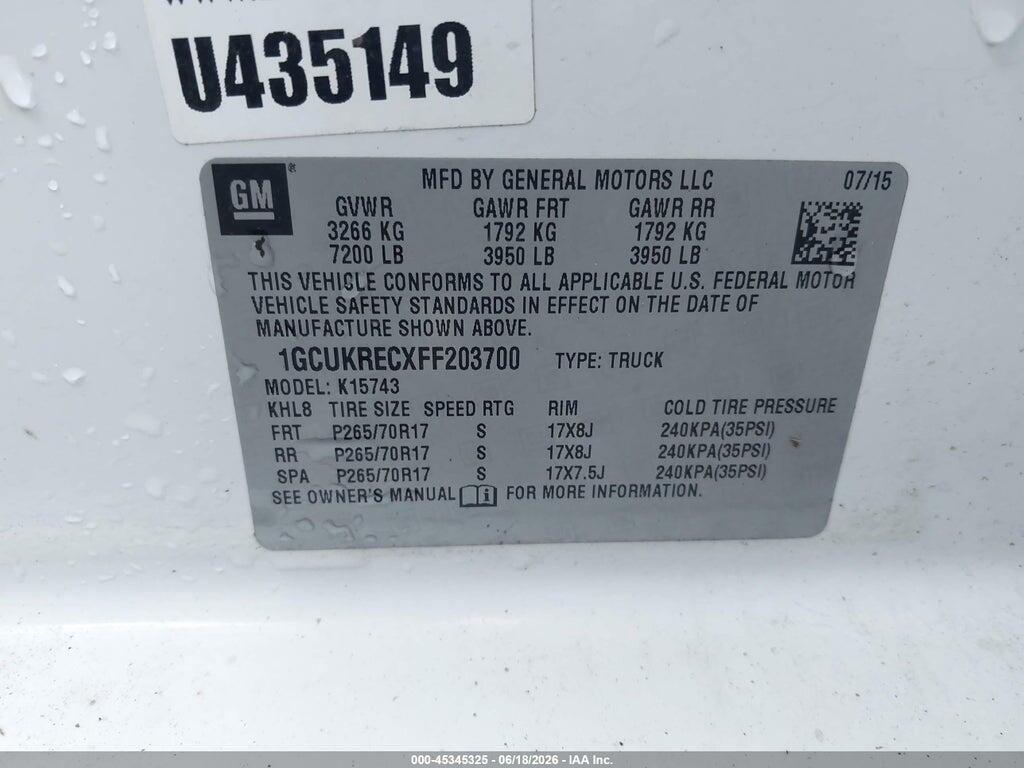 1GCUKRECXFF203700 2015 CHEVROLET SILVERADO 1500 photo no. 9